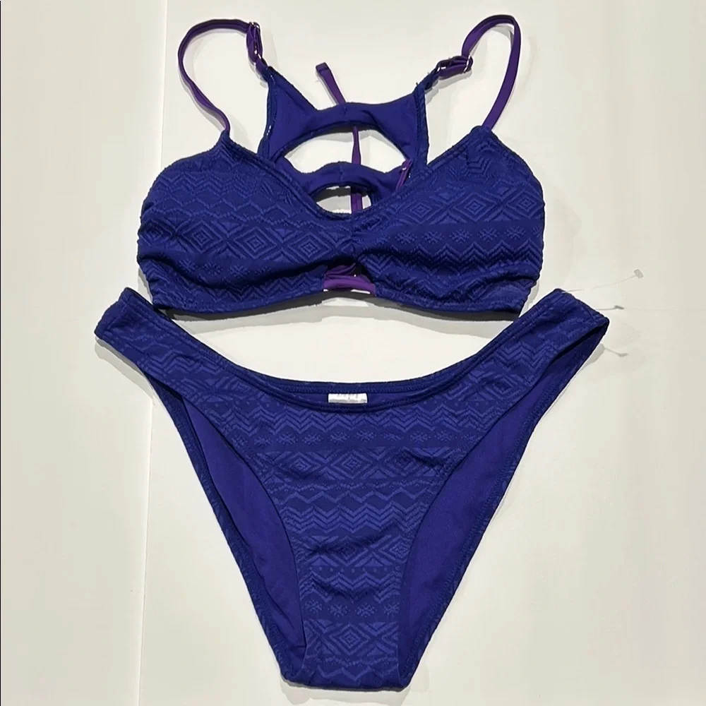 Xhilaration Purple textured bikini swim set size medium large new